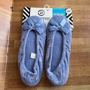 Isotoner ballet bedroom slippers, blue women's size med NWT
